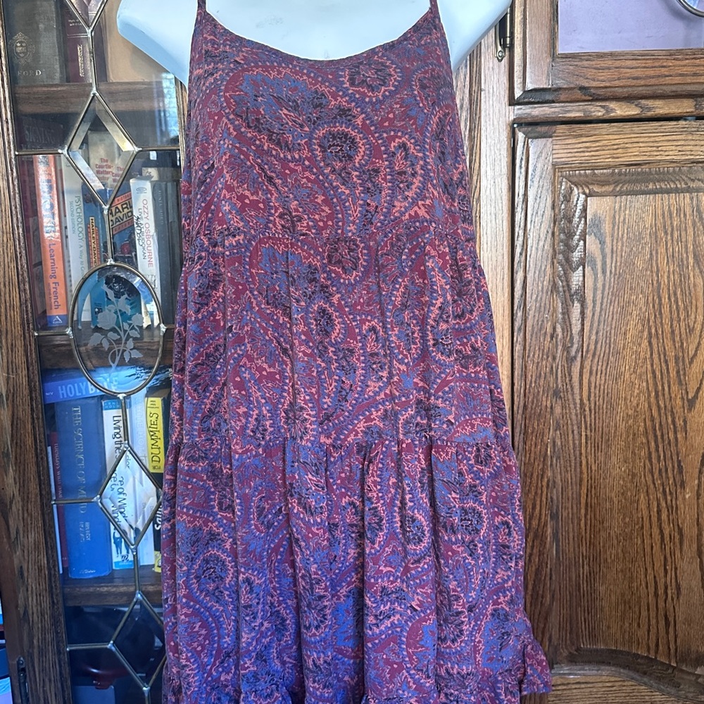 Paisley Print Adjustable Spaghetti Strap Mini Dress